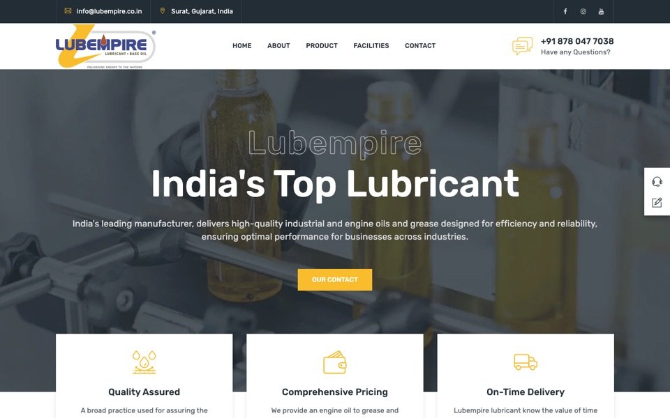 Lubempire Lubricants homepage